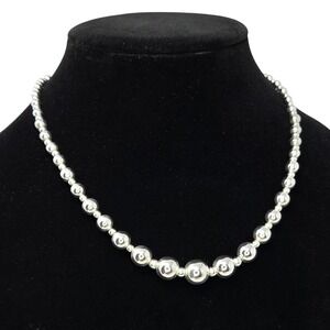 Sterling‎ Silver 925 STG. Graduated Bead Necklace Lobster Clasp 18" 3mm-11mm 26g
